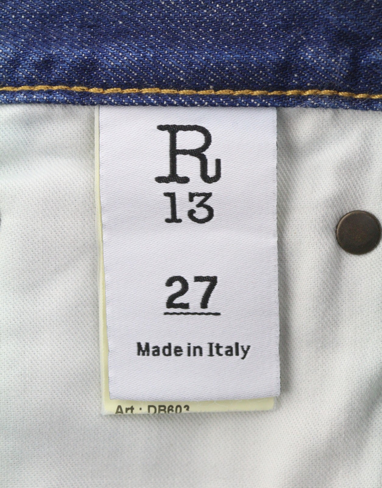R13 Boyfriend Women Jeans 27 Bowery Indigo Whiskers Faded Cropped Blue PF26