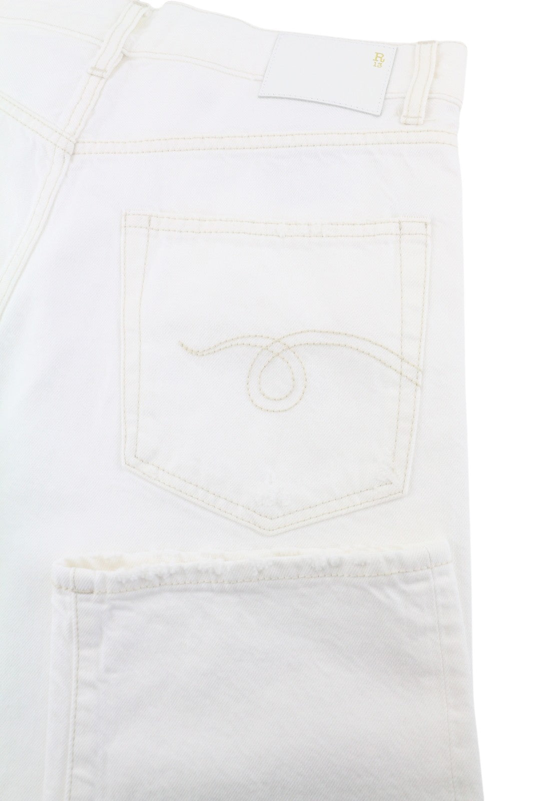 R13 Boyfriend Women Jeans 26 Aerin White High Rise Straight Cropped SS26
