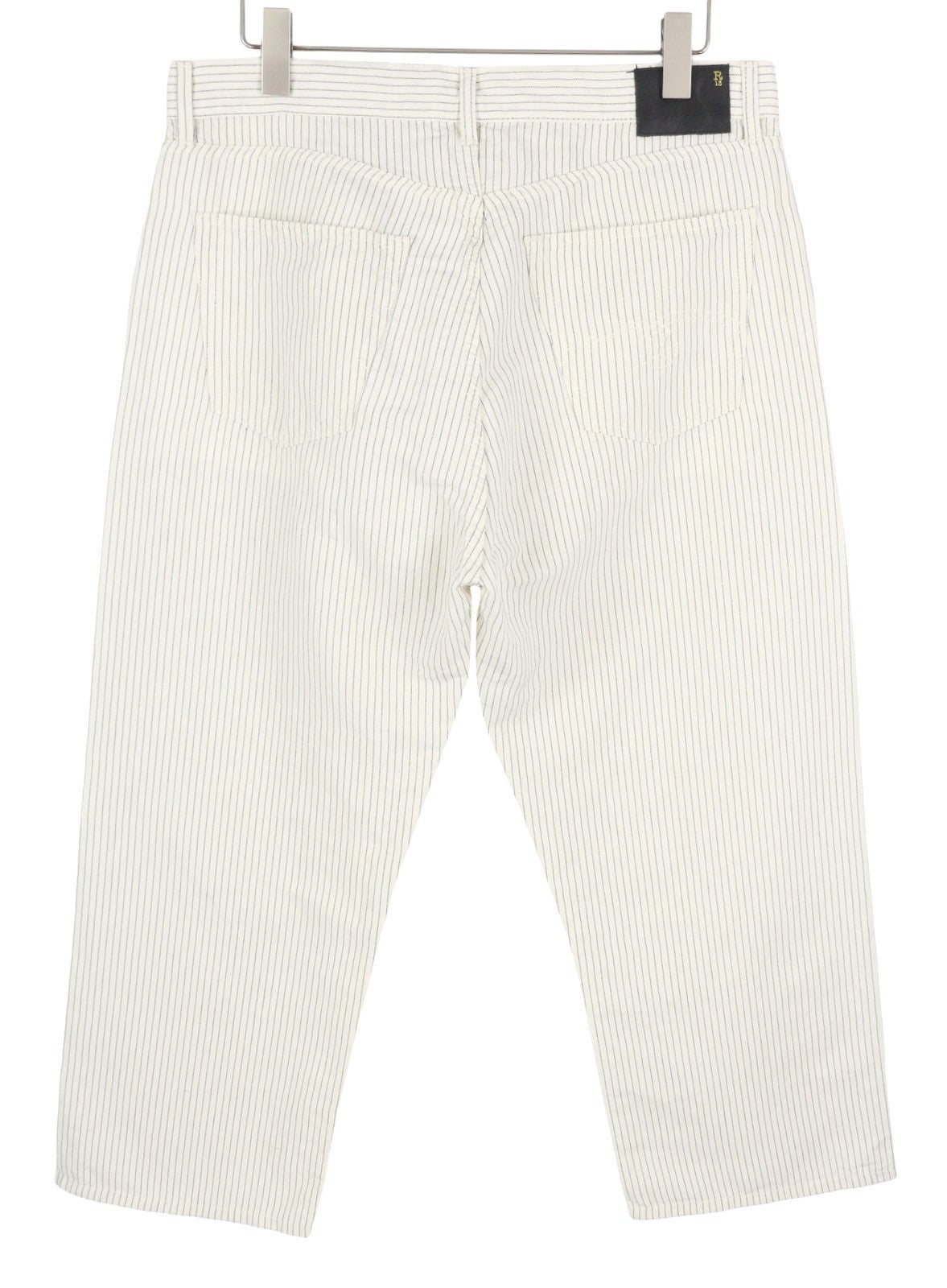R13 X-BF Women Trousers 31 White With Black Mini Stripe Linen Blend SS26 RRP785