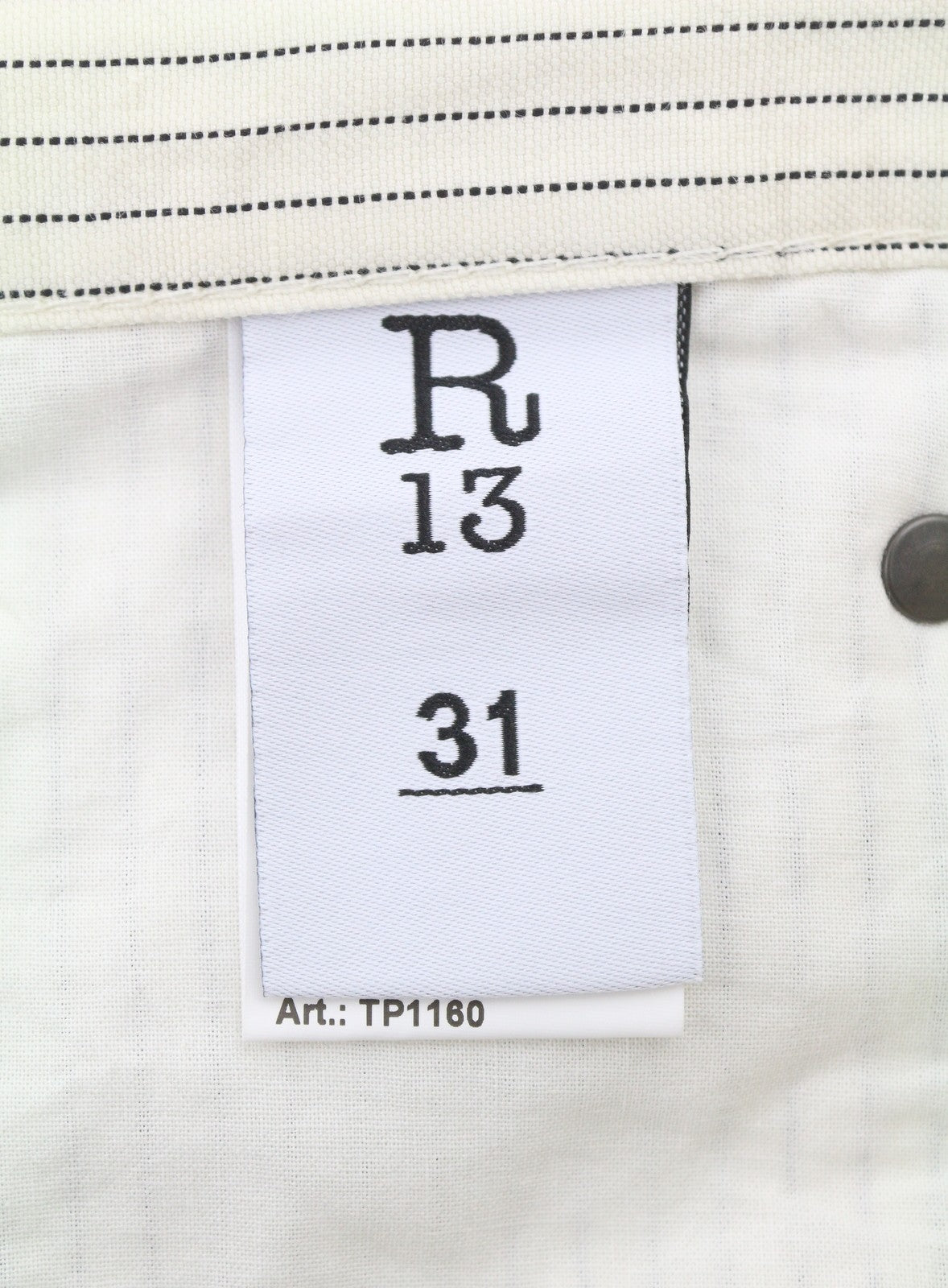R13 X-BF Women Trousers 31 White With Black Mini Stripe Linen Blend SS26 RRP785