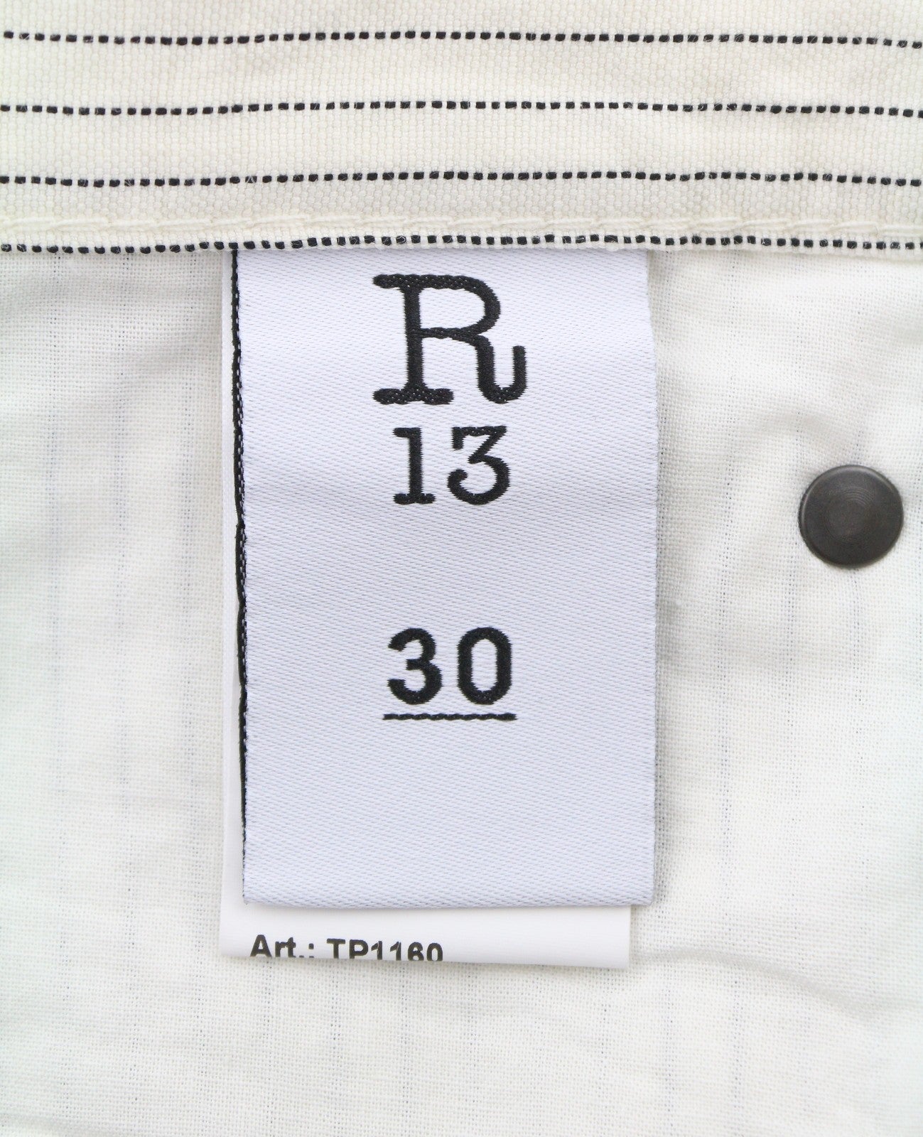 R13 X-BF Women Trousers 30 White With Black Mini Stripe Linen Blend SS26 RRP785