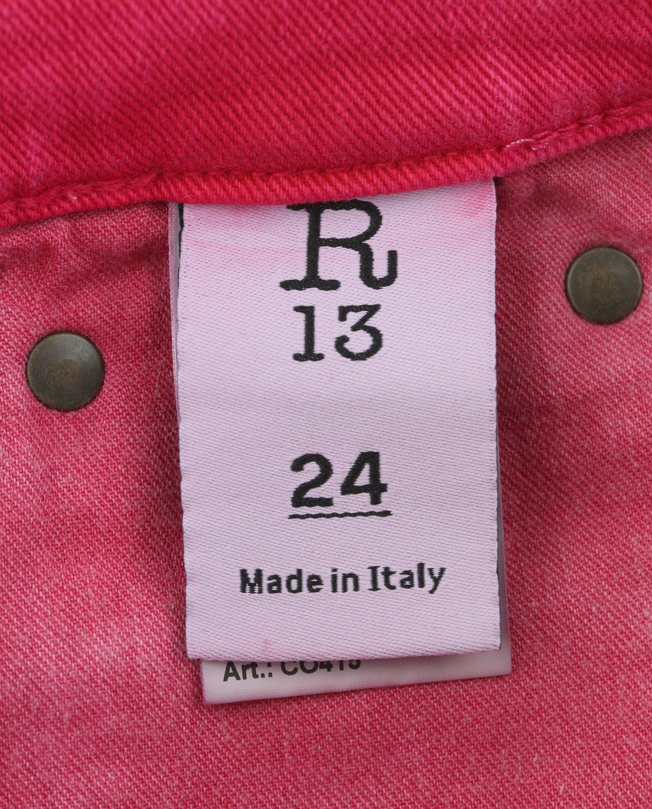 R13 Romeo Women Jeans 24 Fuchsia Stretch Cropped Slim Fit SS26 RRP735