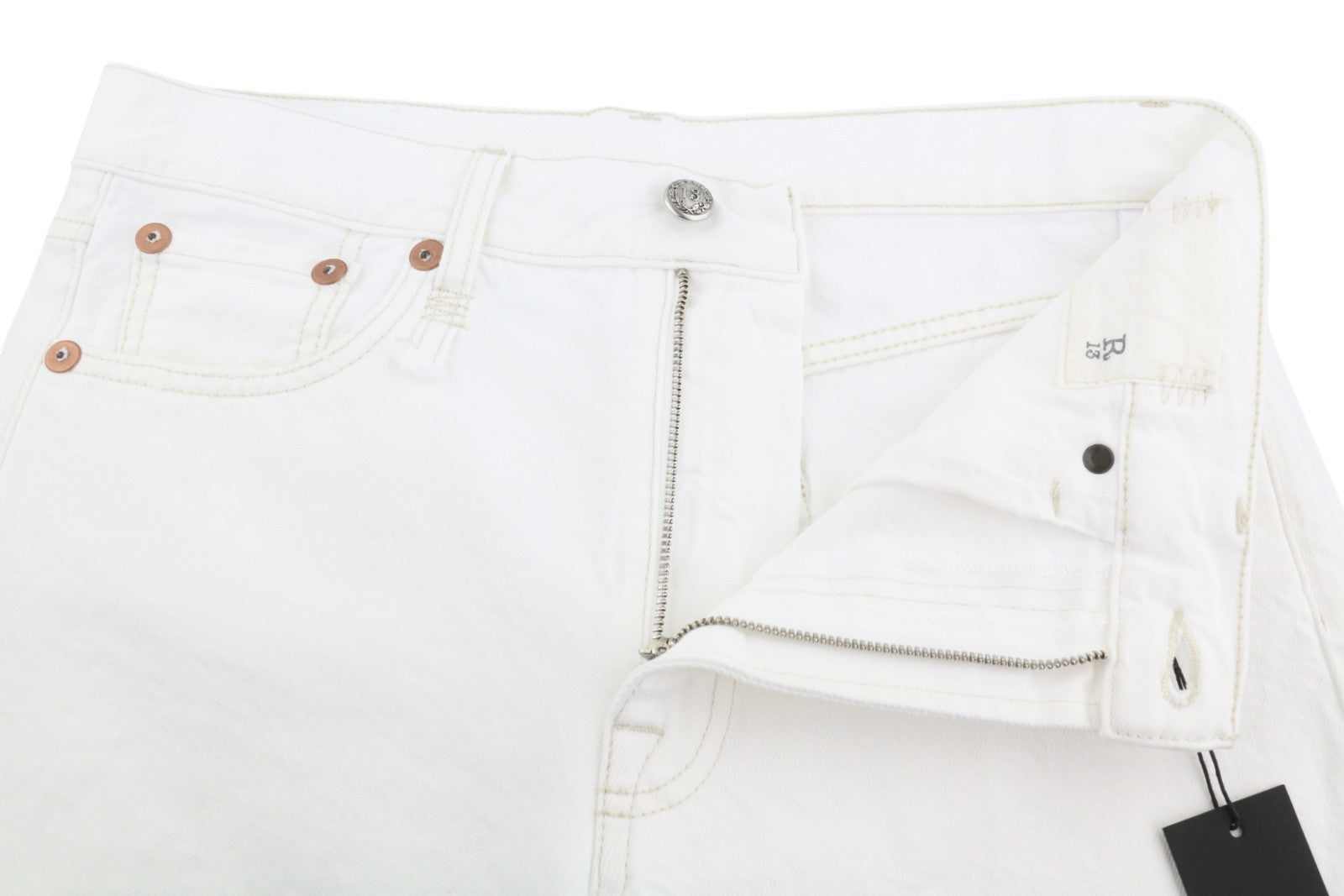 R13 Boyfriend Women Jeans 25 Aerin White High Rise Straight Cropped SS26