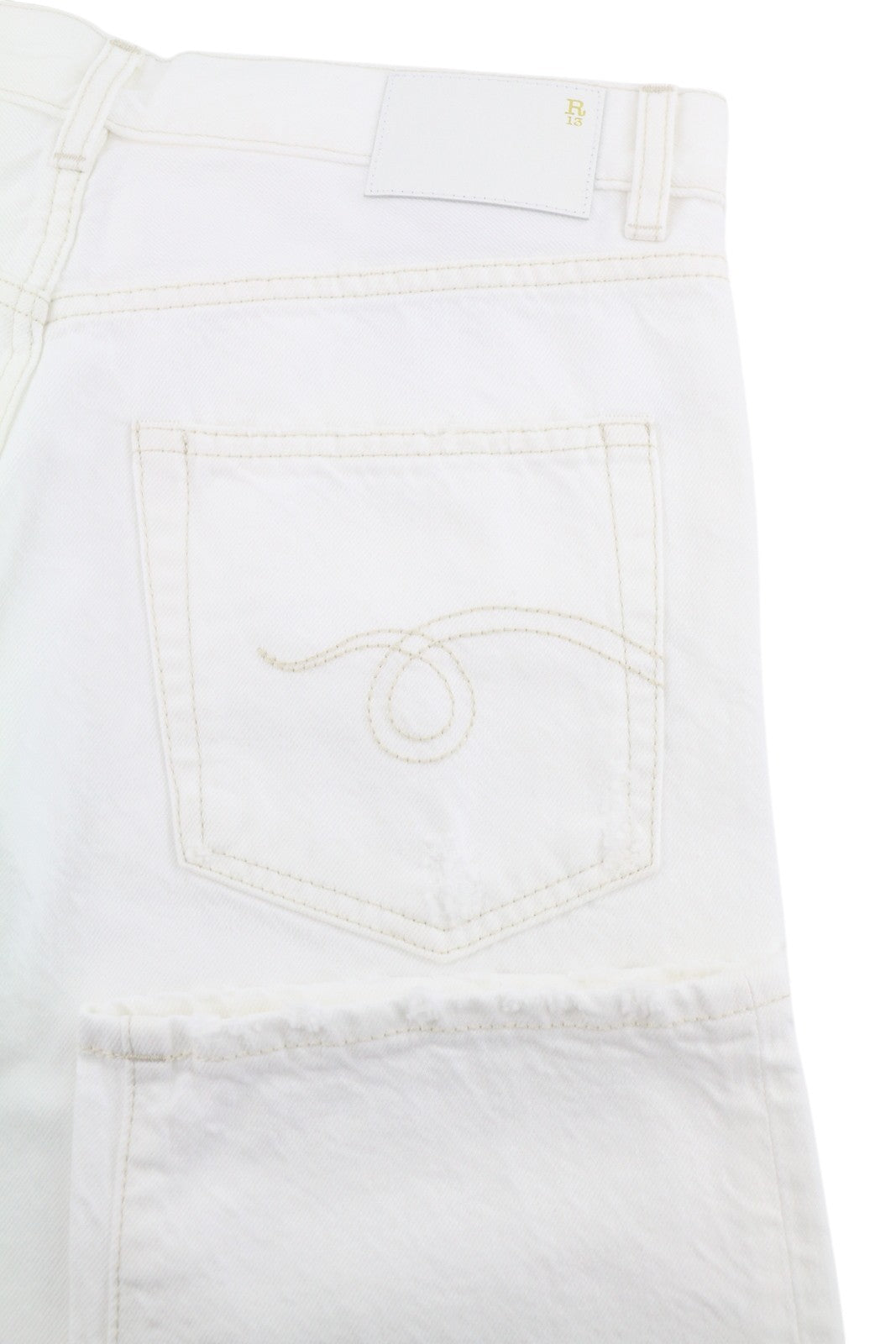 R13 Boyfriend Women Jeans 25 Aerin White High Rise Straight Cropped SS26