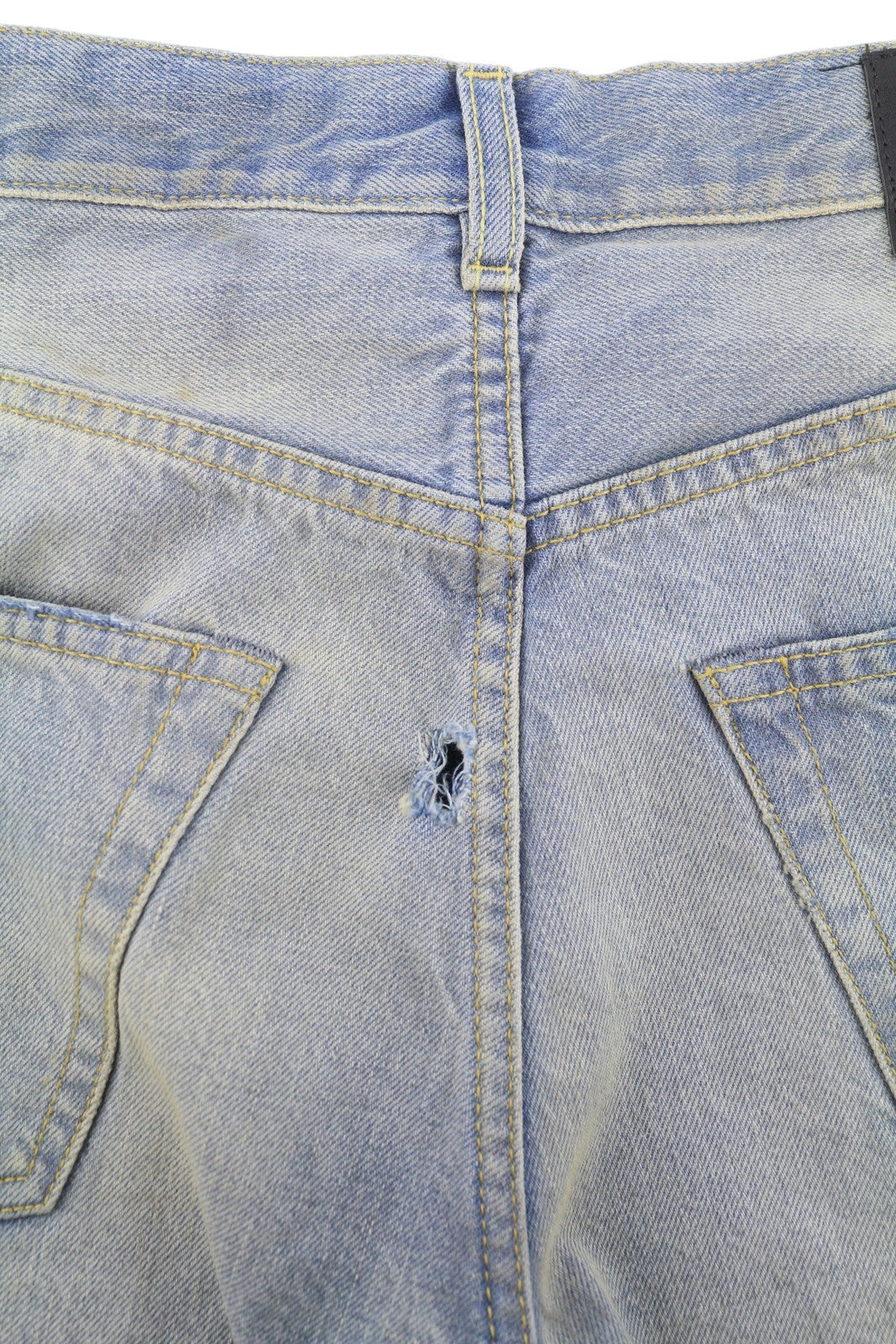 R13 X-BF Women Shorts 24 Bass Blue Whiskers Faded Aged Look Distressed SS26