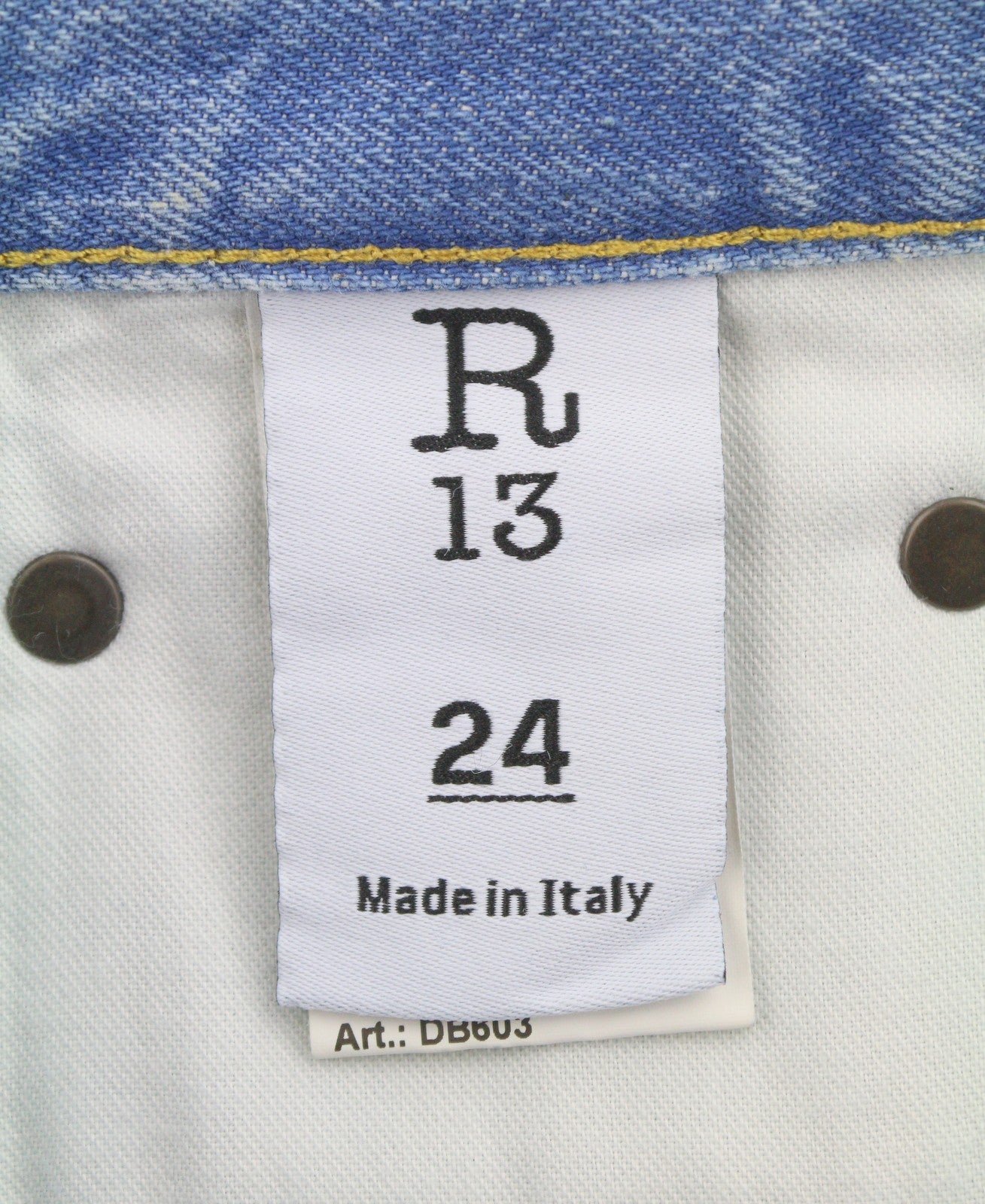 R13 X-BF Women Shorts 24 Bass Blue Whiskers Faded Aged Look Distress SS26