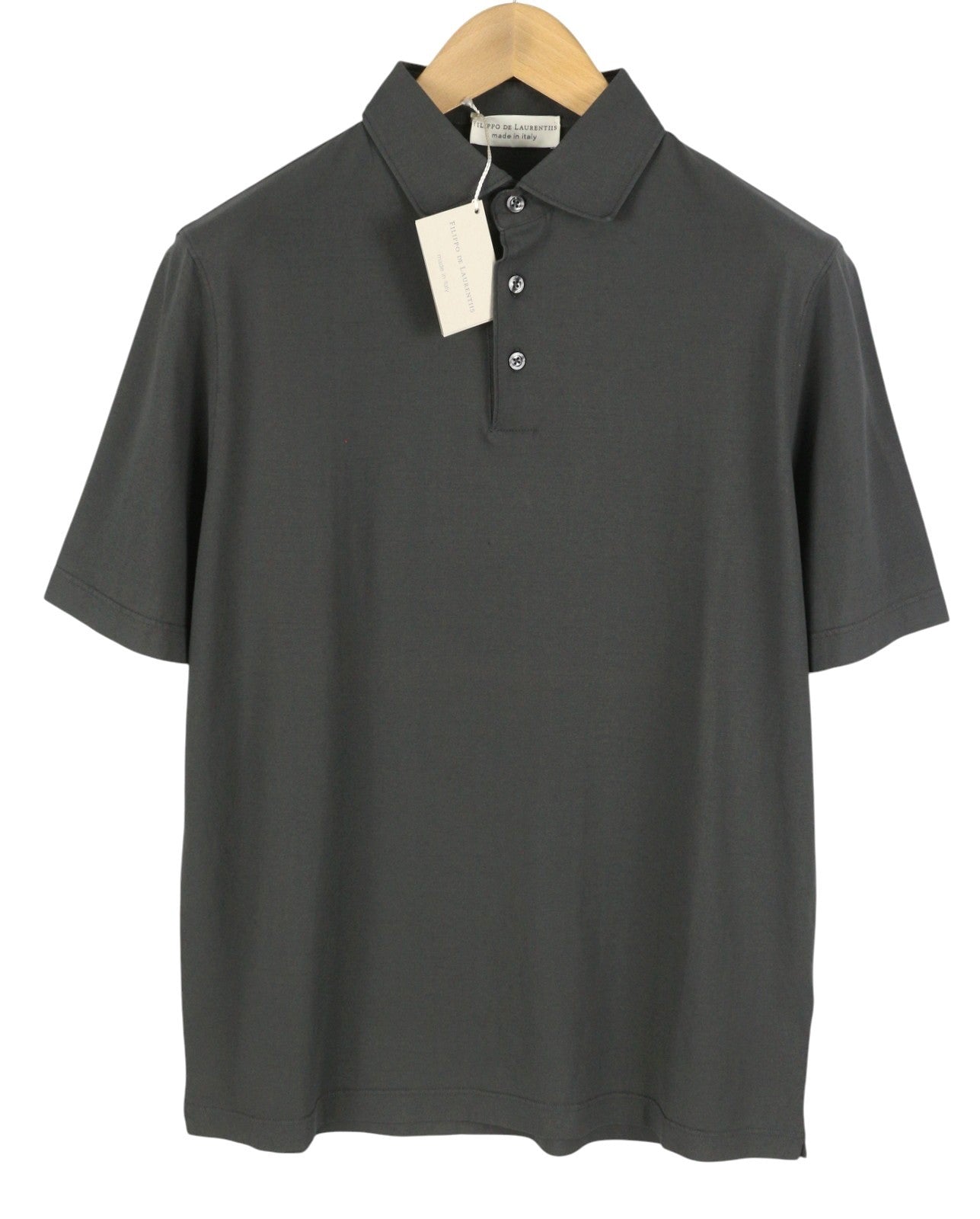 FILIPPO DE LAURENTIIS Men Polos IT50 M Dark Grey Cotton Short Sleeved