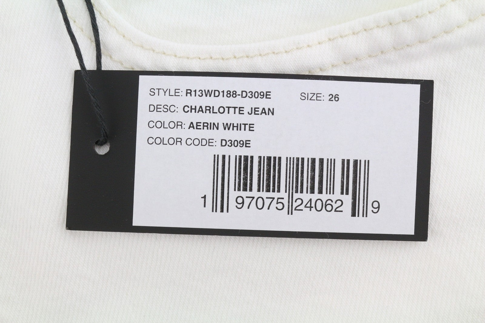 R13 Charlotte Women Jeans 26 Aerin White Flared Fit Zip Fly SS26