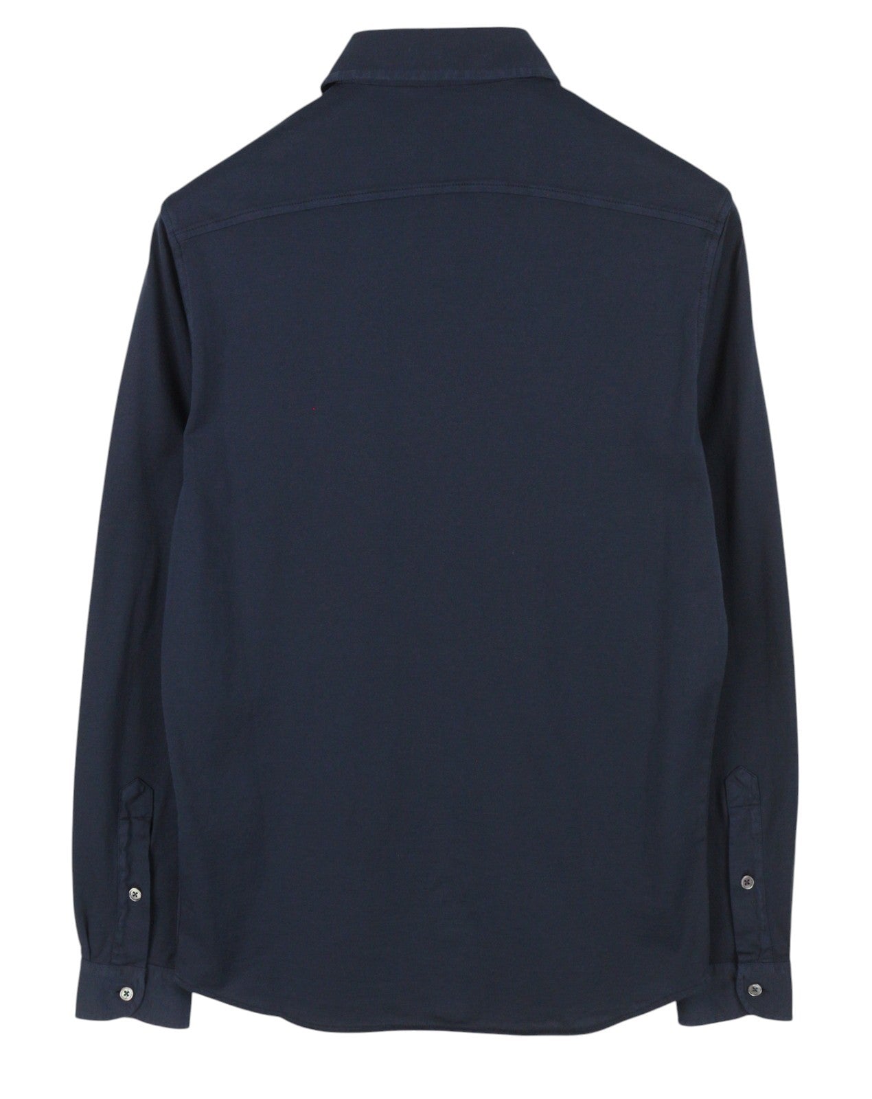 FILIPPO DE LAURENTIIS Men Shirt IT48 S Dark Blue Cotton Tricot Cutaway Collar