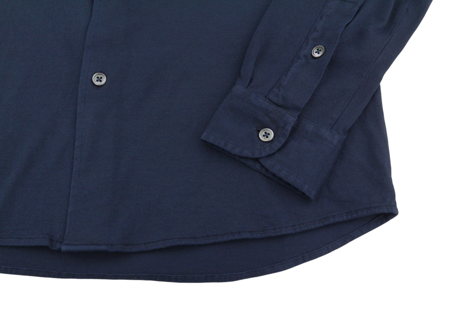 FILIPPO DE LAURENTIIS Men Shirt IT48 S Dark Blue Cotton Tricot Cutaway Collar
