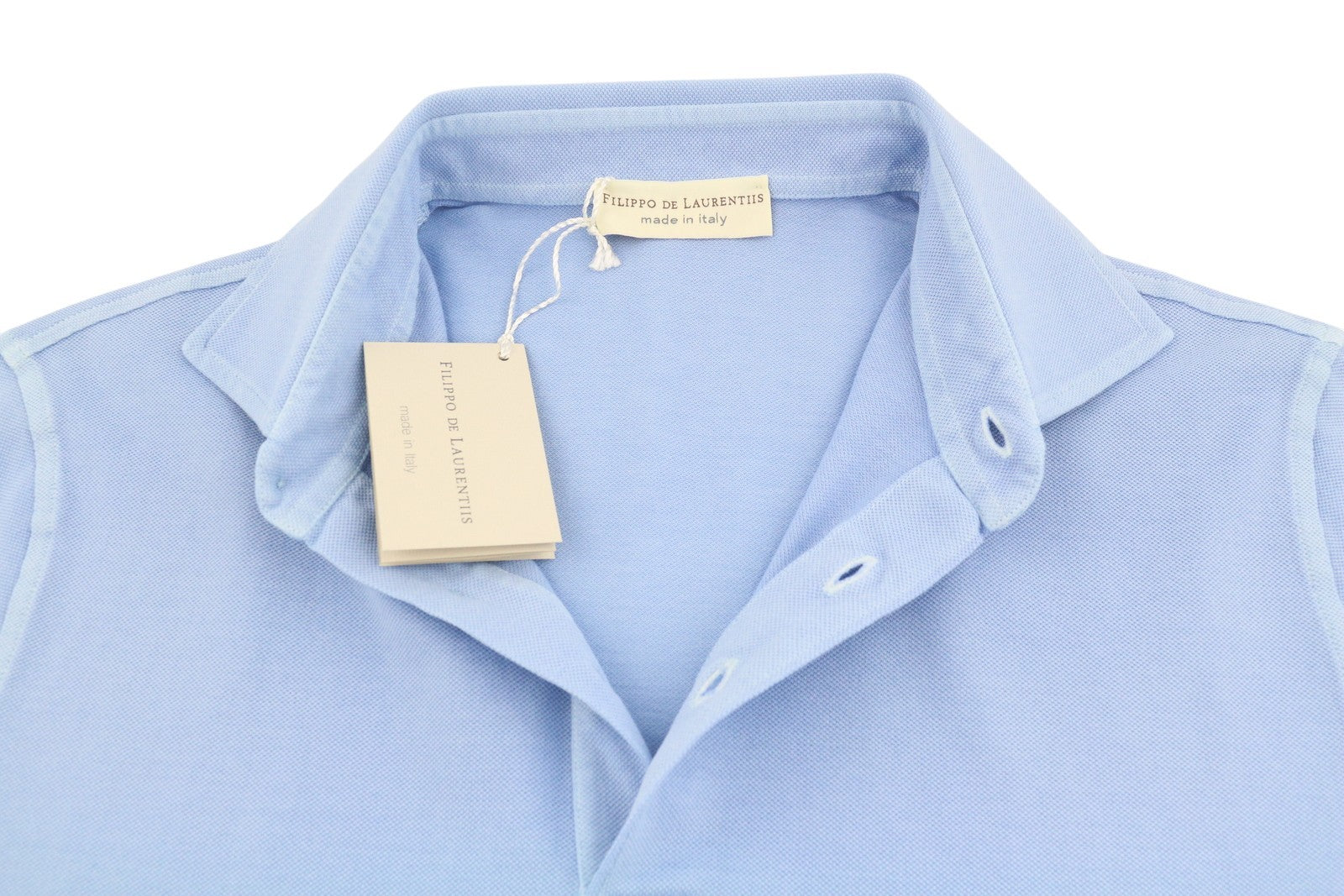 FILIPPO DE LAURENTIIS Men Polos IT52 L Blue Cotton Tricot Short Sleeve