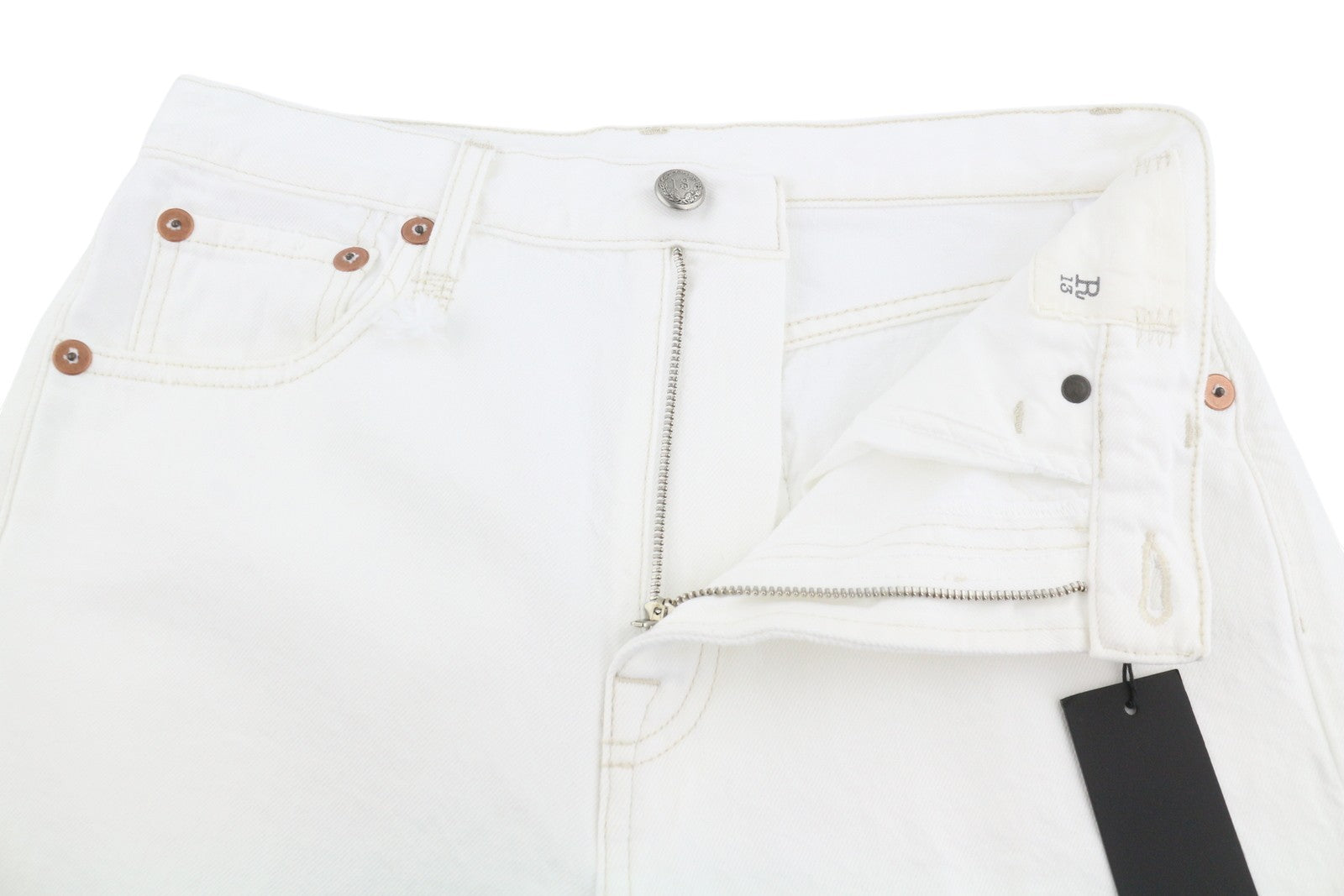 R13 Charlotte Women Jeans 26 Aerin White Flared Fit Zipper SS26