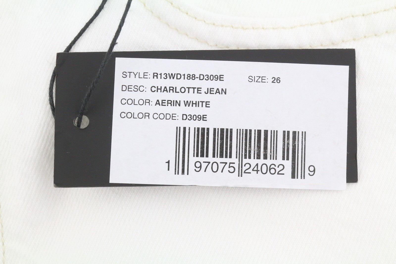 R13 Charlotte Women Jeans 26 Aerin White Flared Fit Zipper SS26
