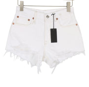 R13 Boyfriend Women Shorts 24 Aerin White Distress Ripped Zip Fly SS26