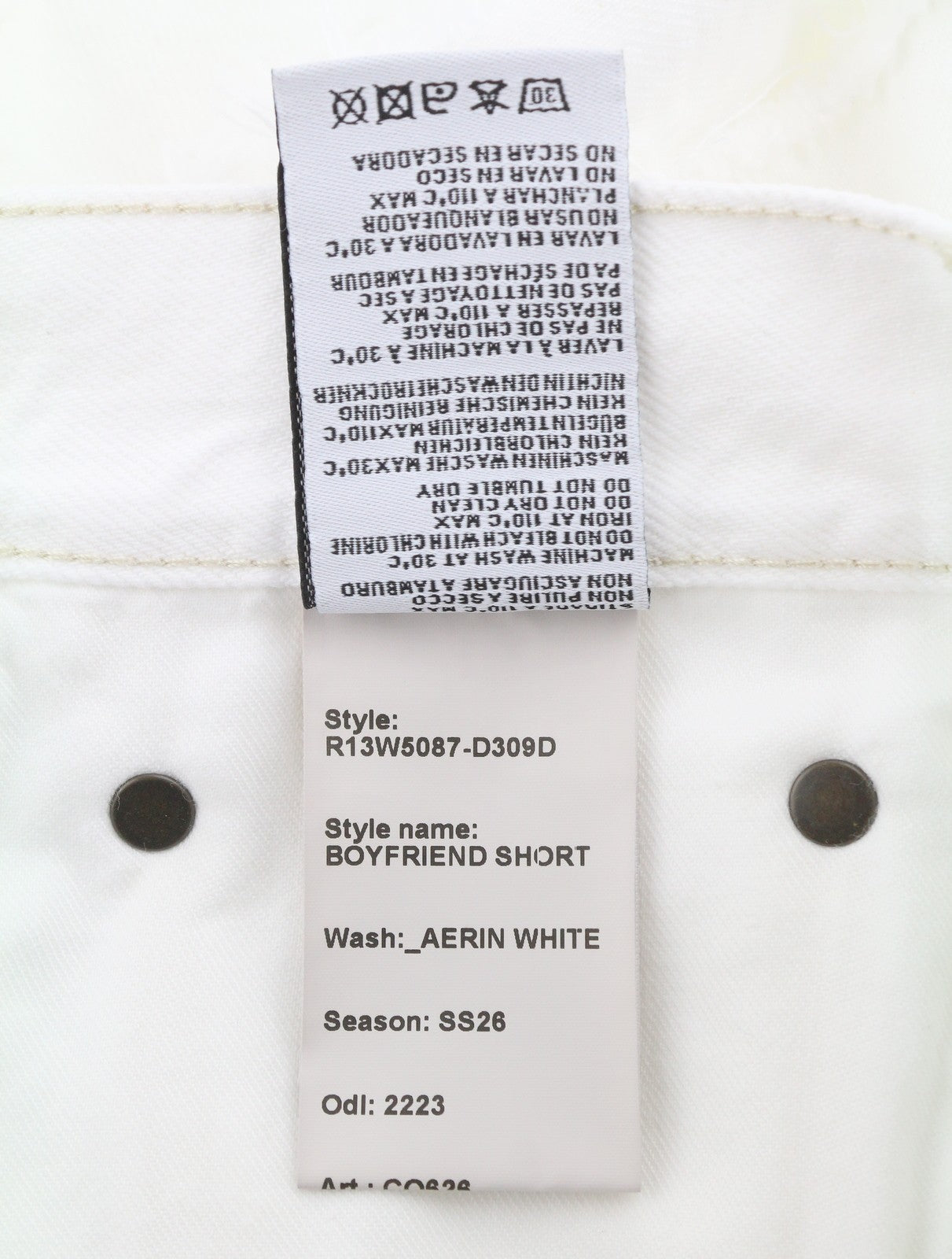 R13 Boyfriend Women Shorts 24 Aerin White Distress Ripped Zip Fly SS26