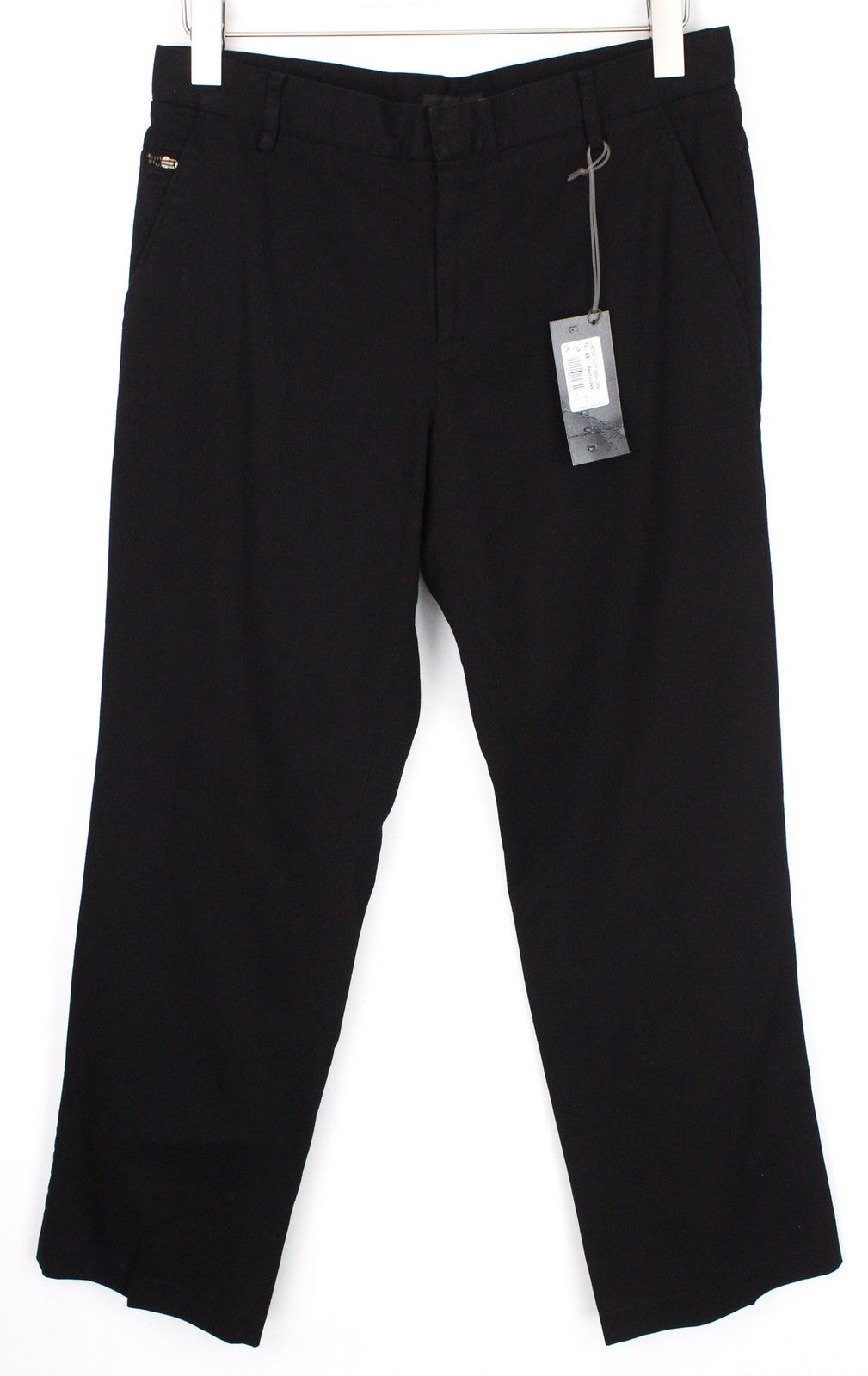 RICHMOND Men Trousers 48 W32 Pleated Front Black Cotton Stretch Casual