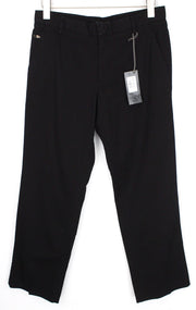 RICHMOND Men Trousers 48 W32 Pleated Front Black Cotton Stretch Casual