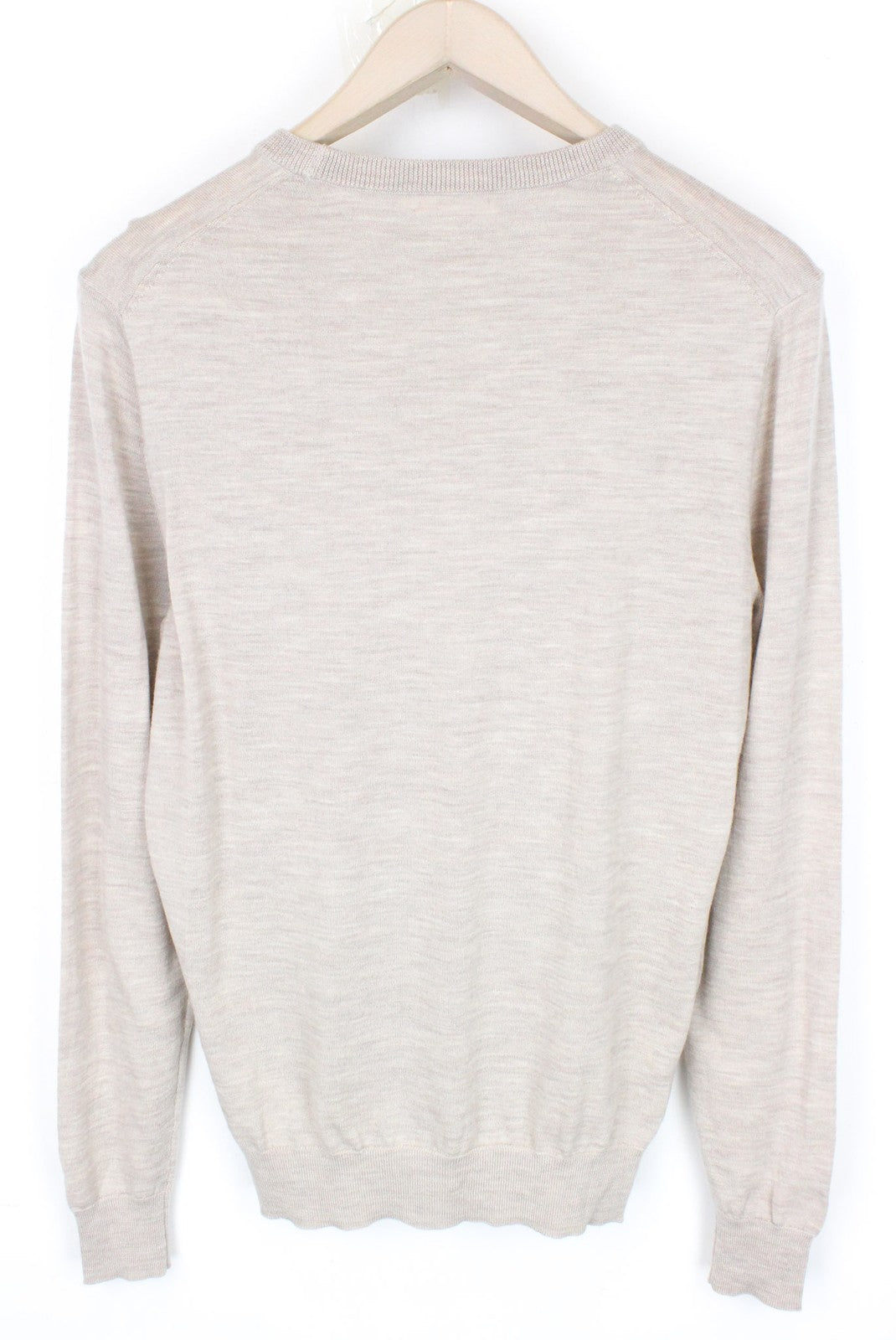 SUITSUPPLY Men Sweatshirt S Beige Brown Pure Merino Wool Long Sleeved Pull On