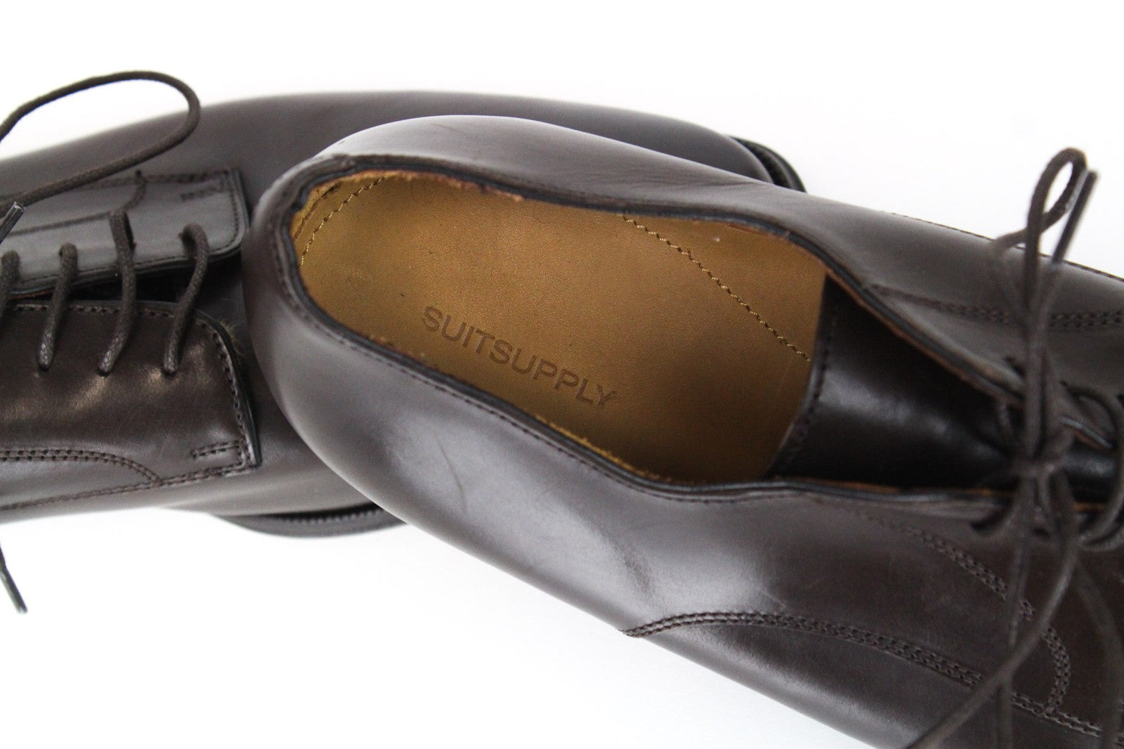 SUITSUPPLY Men Casual Shoes EU41 Brown Leather Laced Low-Top Classic Formal