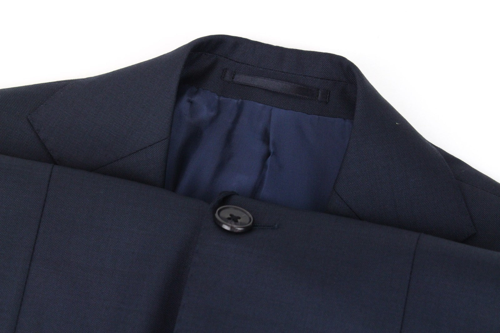 SUITSUPPLY Lazio Men Suit UK32 Navy Slim Cut Melange 3-Piece Perennial Wool