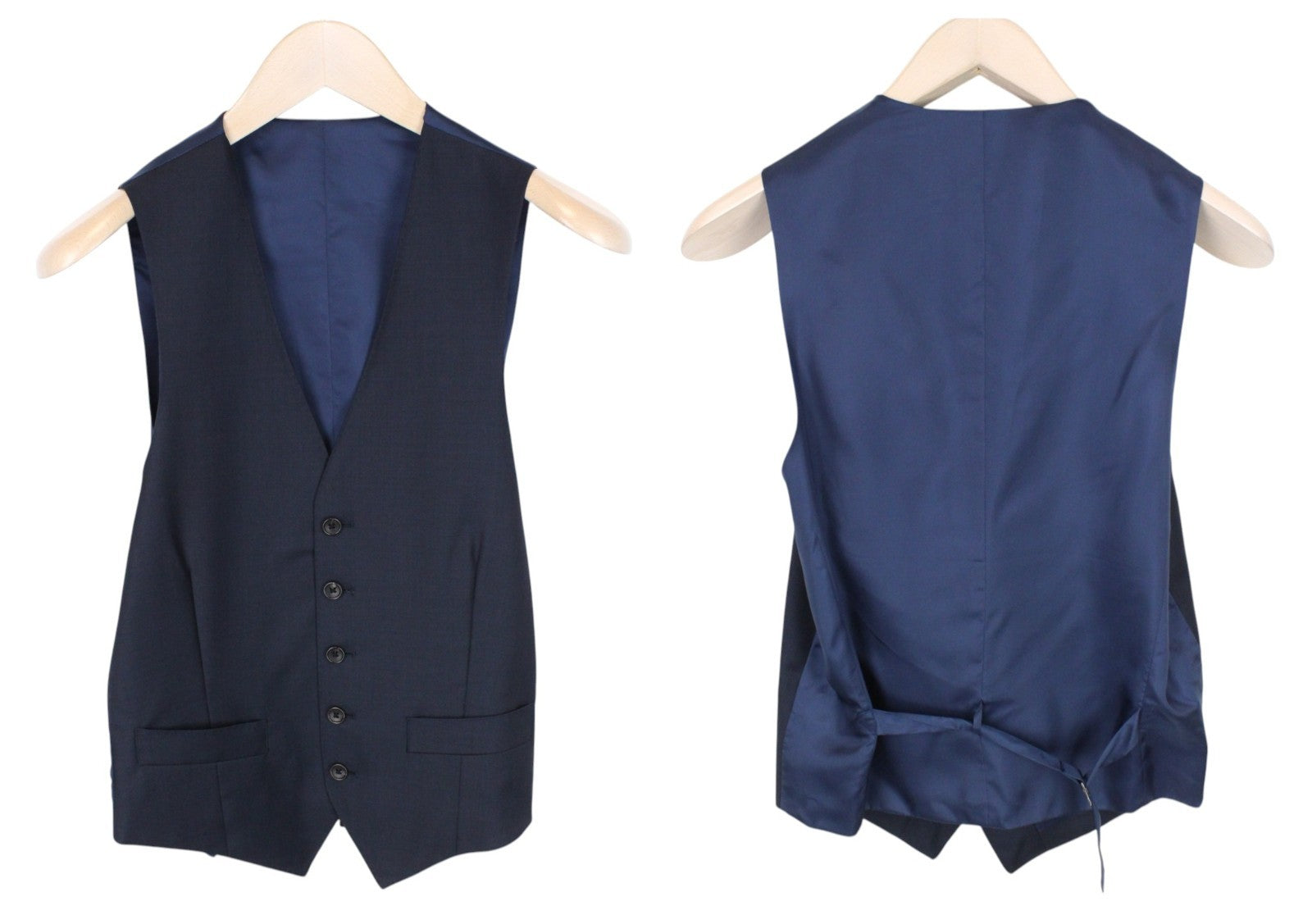 SUITSUPPLY Lazio Men Suit UK32 Navy Slim Cut Melange 3-Piece Perennial Wool