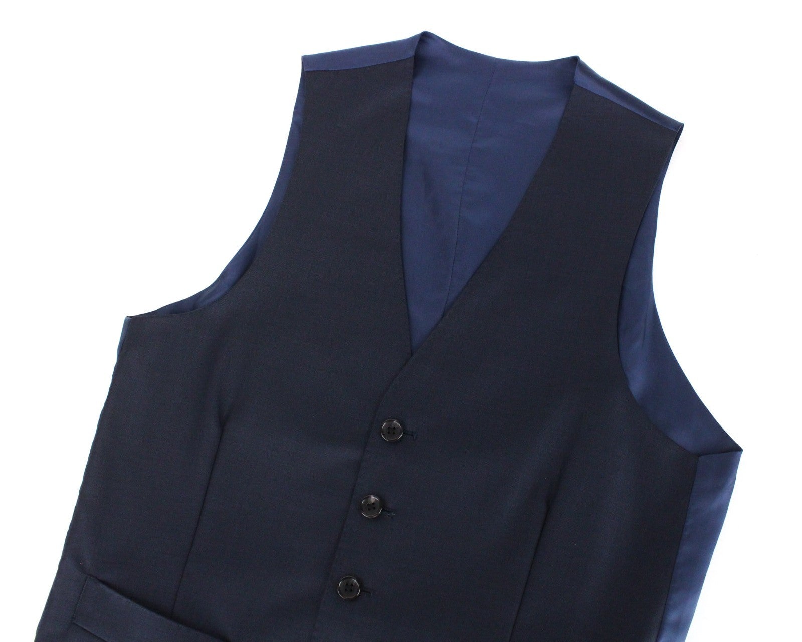 SUITSUPPLY Lazio Men Suit UK32 Navy Slim Cut Melange 3-Piece Perennial Wool