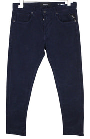REPLAY Grover Men Trousers W31/L34 Blue Straight Fit Corduroy Velvet Stretch