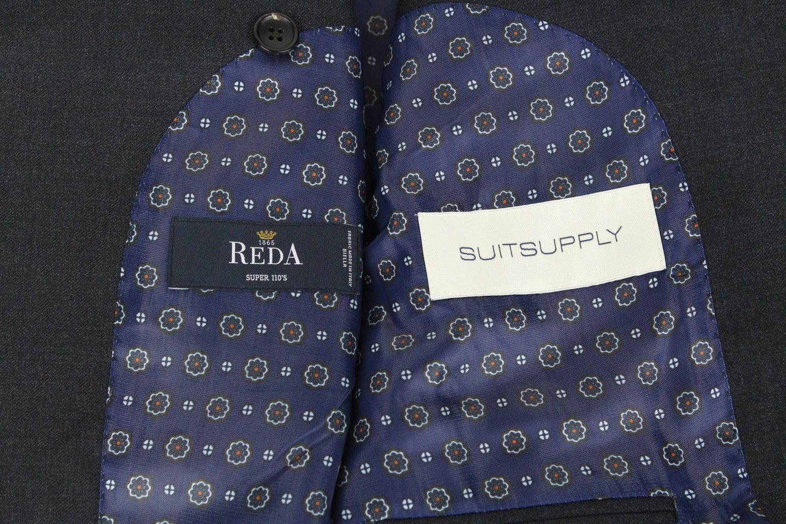 SUITSUPPLY La Spalla Men Suit UK38S Dark Grey Pure Wool Classic Lined 2 Piece