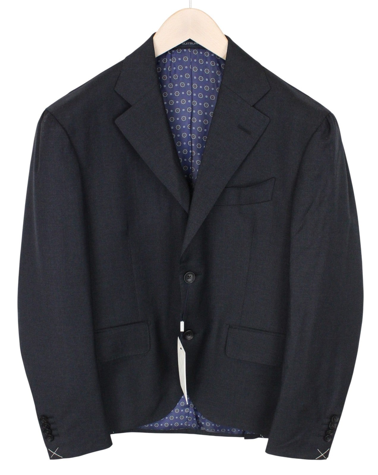 SUITSUPPLY La Spalla Men Suit UK38S Dark Grey Pure Wool Classic Lined 2 Piece