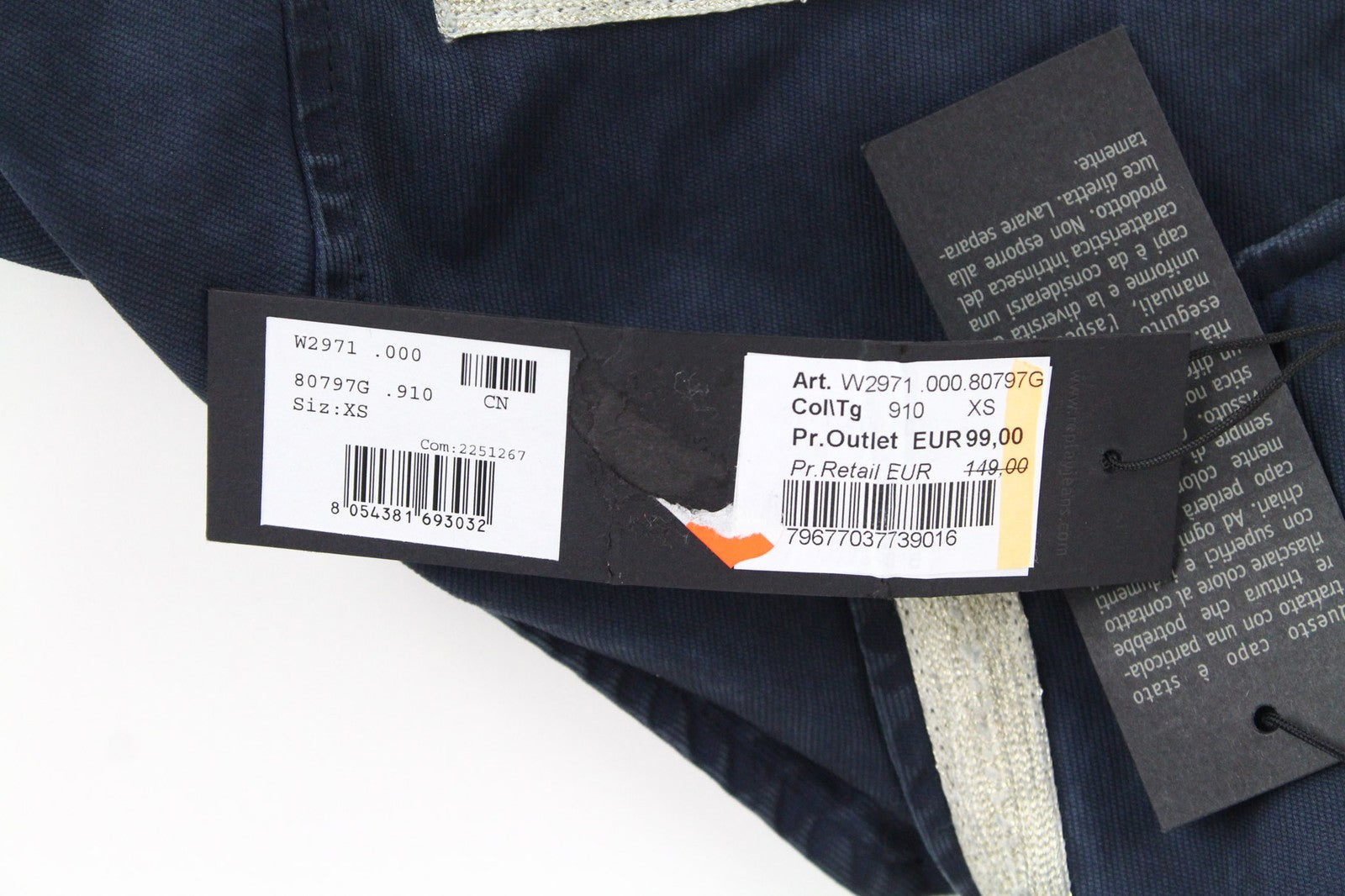 REPLAY Men Jacket XS Blue Cotton Stretch Lightweight Unlined