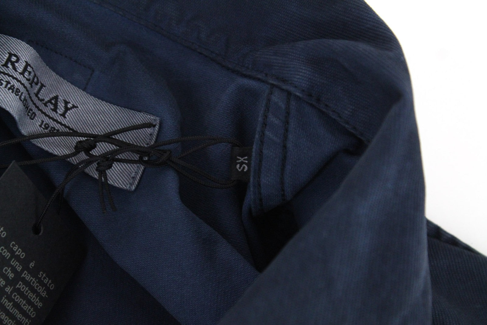 REPLAY Men Jacket XS Blue Cotton Stretch Lightweight Unlined