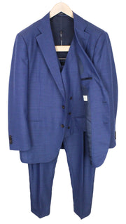 SUITSUPPLY La Spalla Men Suit UK48R Blue Single-Breasted Lined Pure Wool 3 Piece
