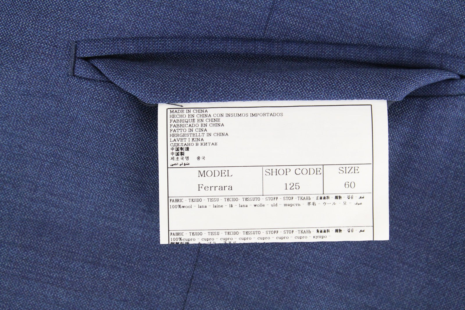 SUITSUPPLY La Spalla Men Suit UK48R Blue Single-Breasted Lined Pure Wool 3 Piece