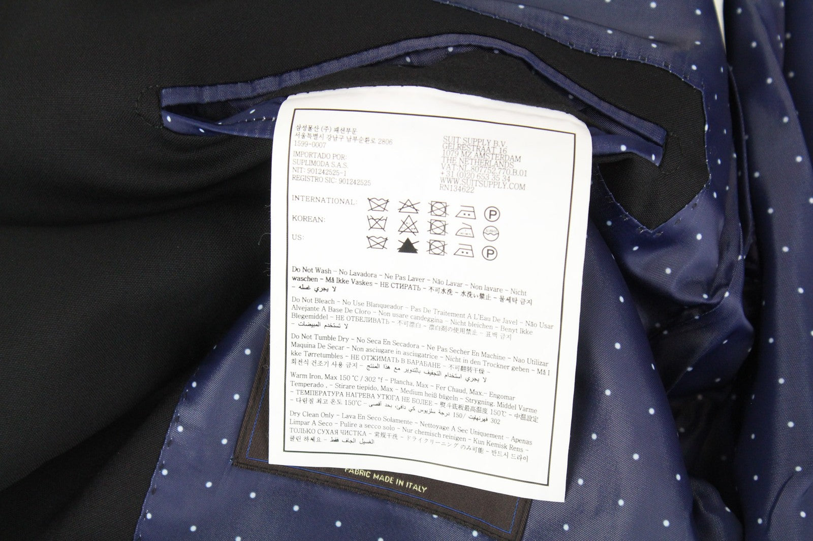 SUITSUPPLY La Spalla Men Suit UK38R Single-Breasted Lined Wool Black 2 Piece