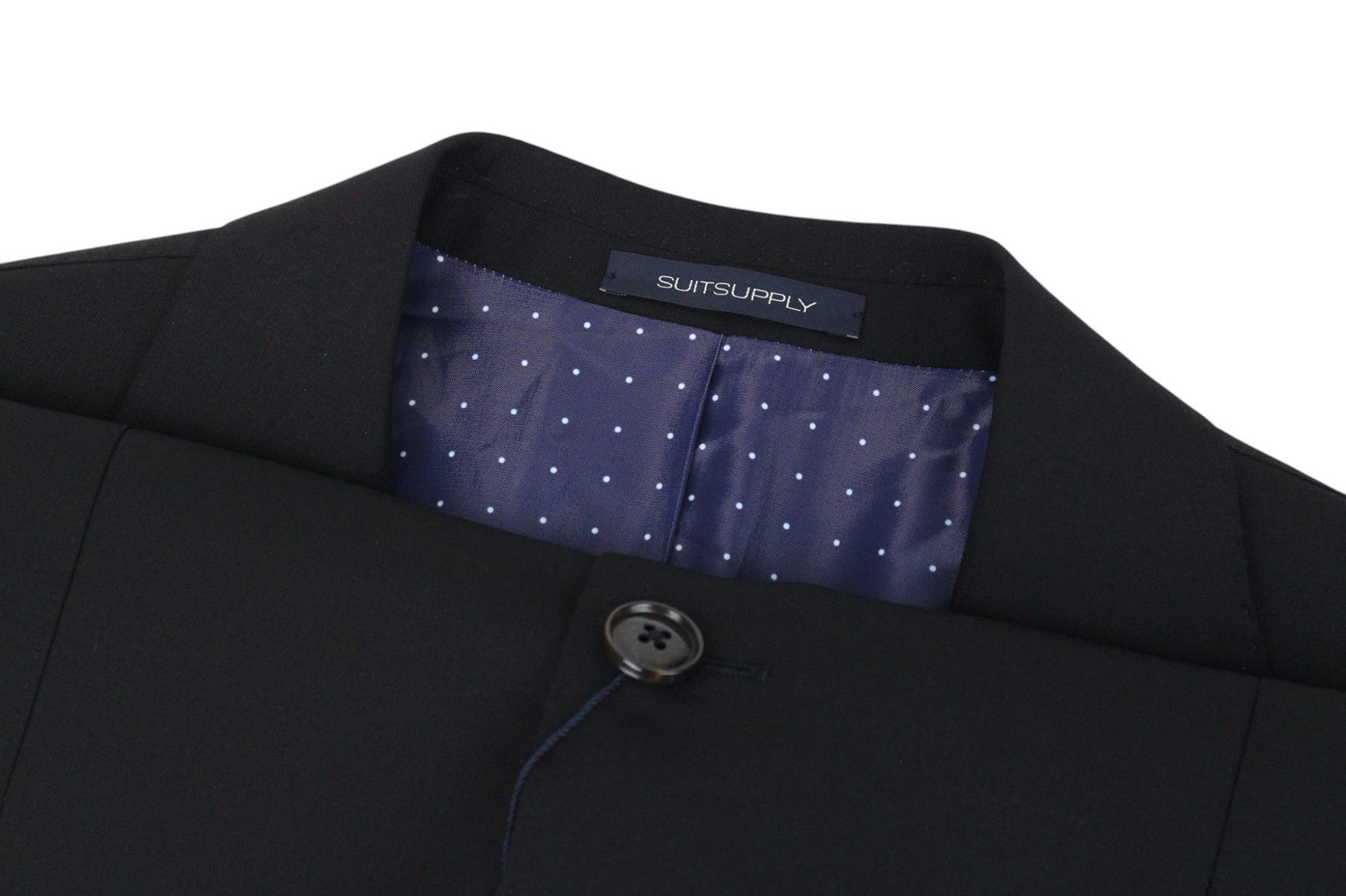 SUITSUPPLY La Spalla Men Suit UK38R Single-Breasted Lined Wool Black 2 Piece
