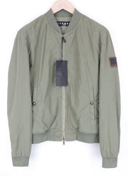 RICHMOND Men Jacket 48 M Green Pure Cotton Lightweight Zipped Bomber