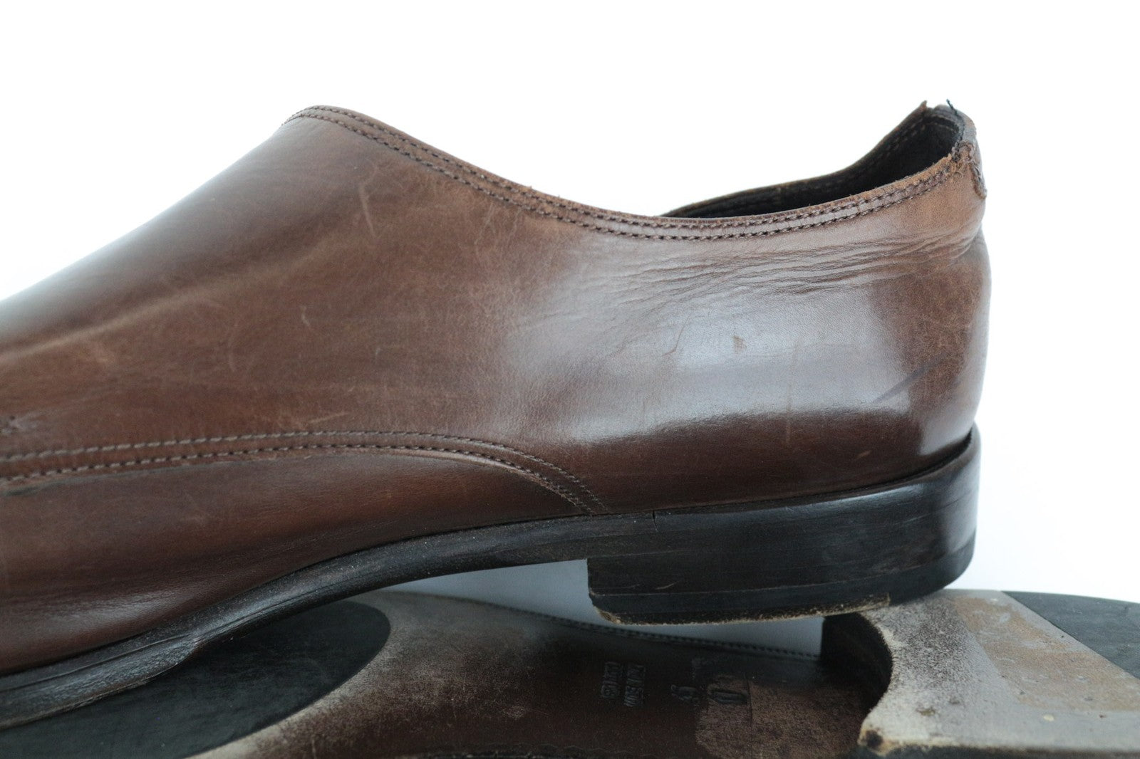 SUITSUPPLY Men Casual Shoes EU45 Brown Leather Double-Buckled Classic Low-Top