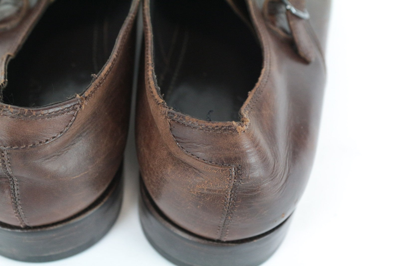 SUITSUPPLY Men Casual Shoes EU45 Brown Leather Double-Buckled Classic Low-Top