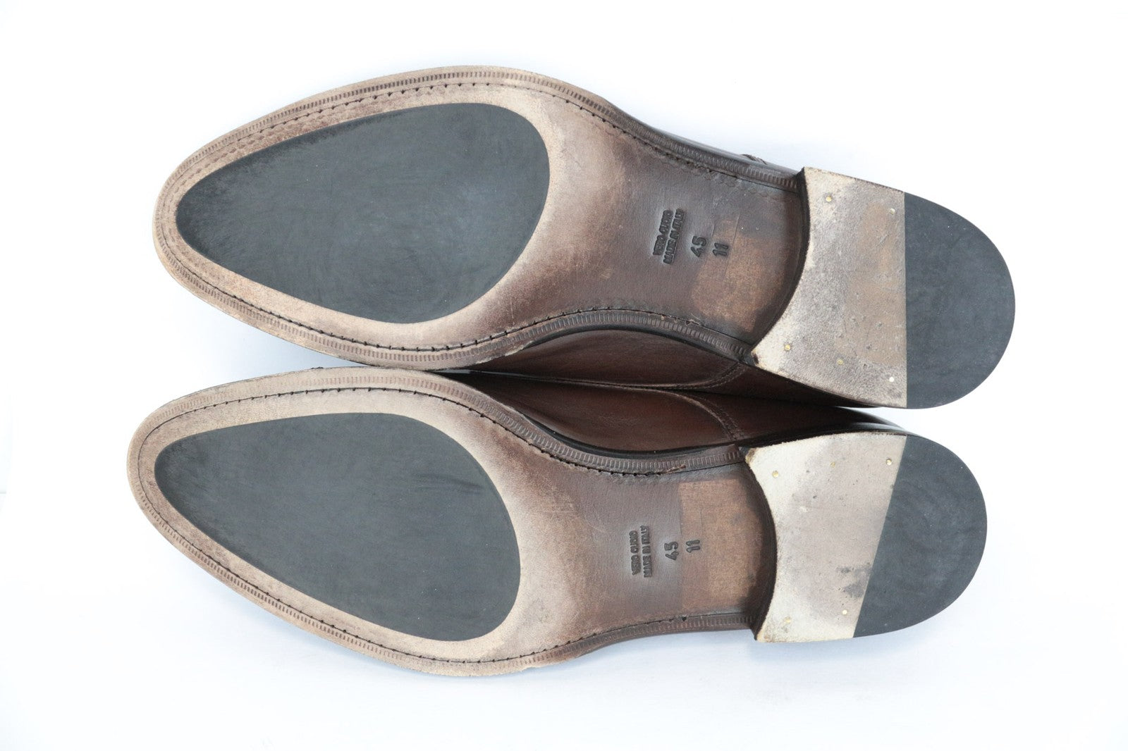 SUITSUPPLY Men Casual Shoes EU45 Brown Leather Double-Buckled Classic Low-Top