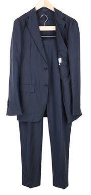 SUITSUPPLY Havana Unconstructed Men Suit UK38L Blue Slim 2Pc Melange Wool Silk