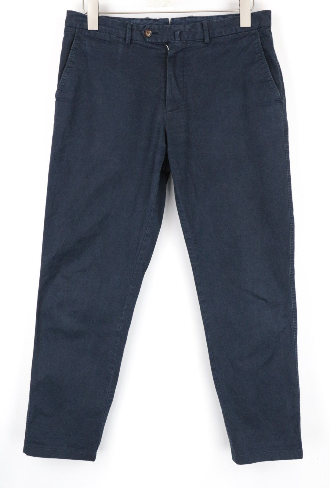 SUITSUPPLY Porto Novo Men Trousers UK32R Navy Flat-Front Stretch Chino Slim