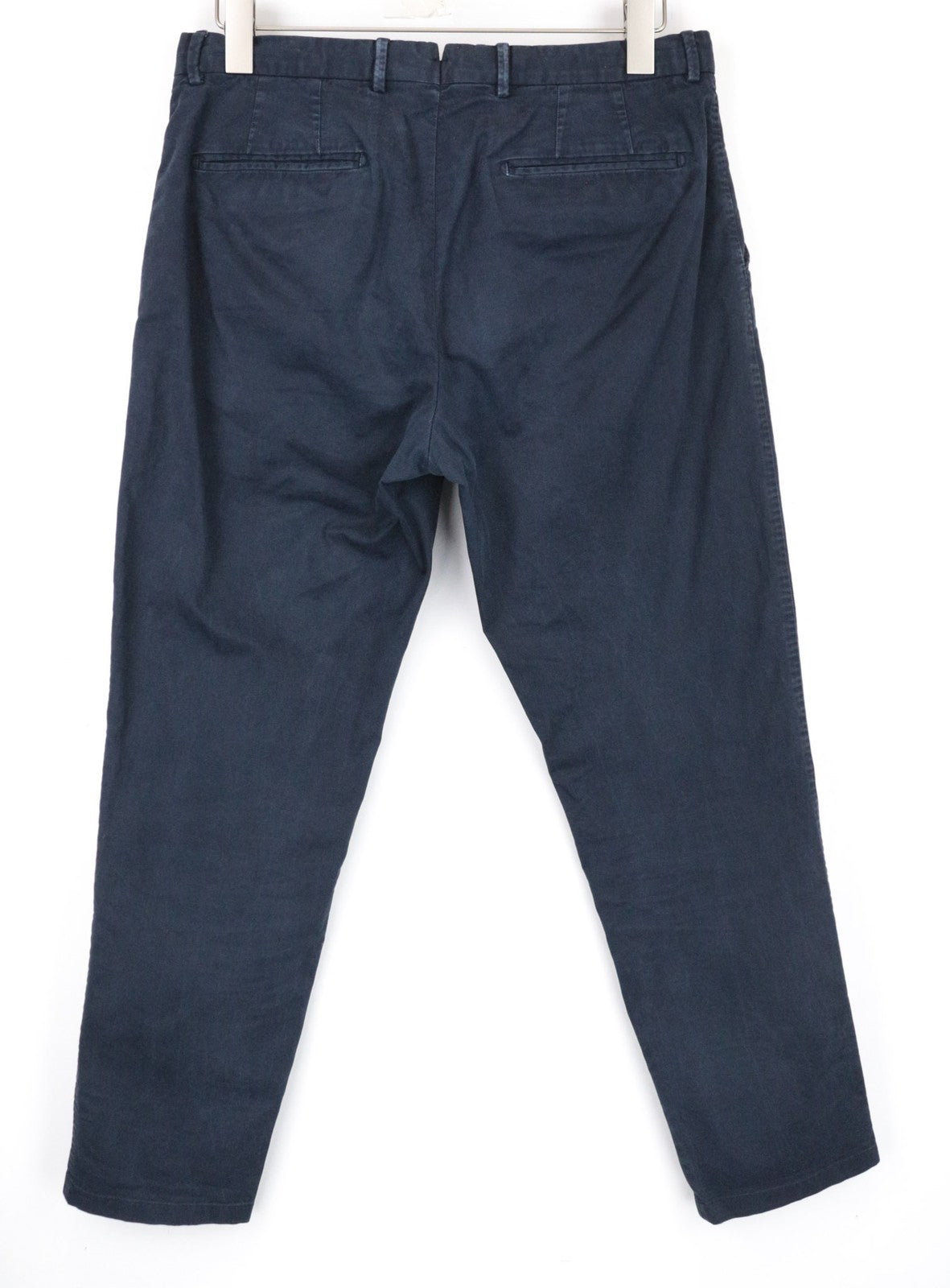 SUITSUPPLY Porto Novo Men Trousers UK32R Navy Flat-Front Stretch Chino Slim