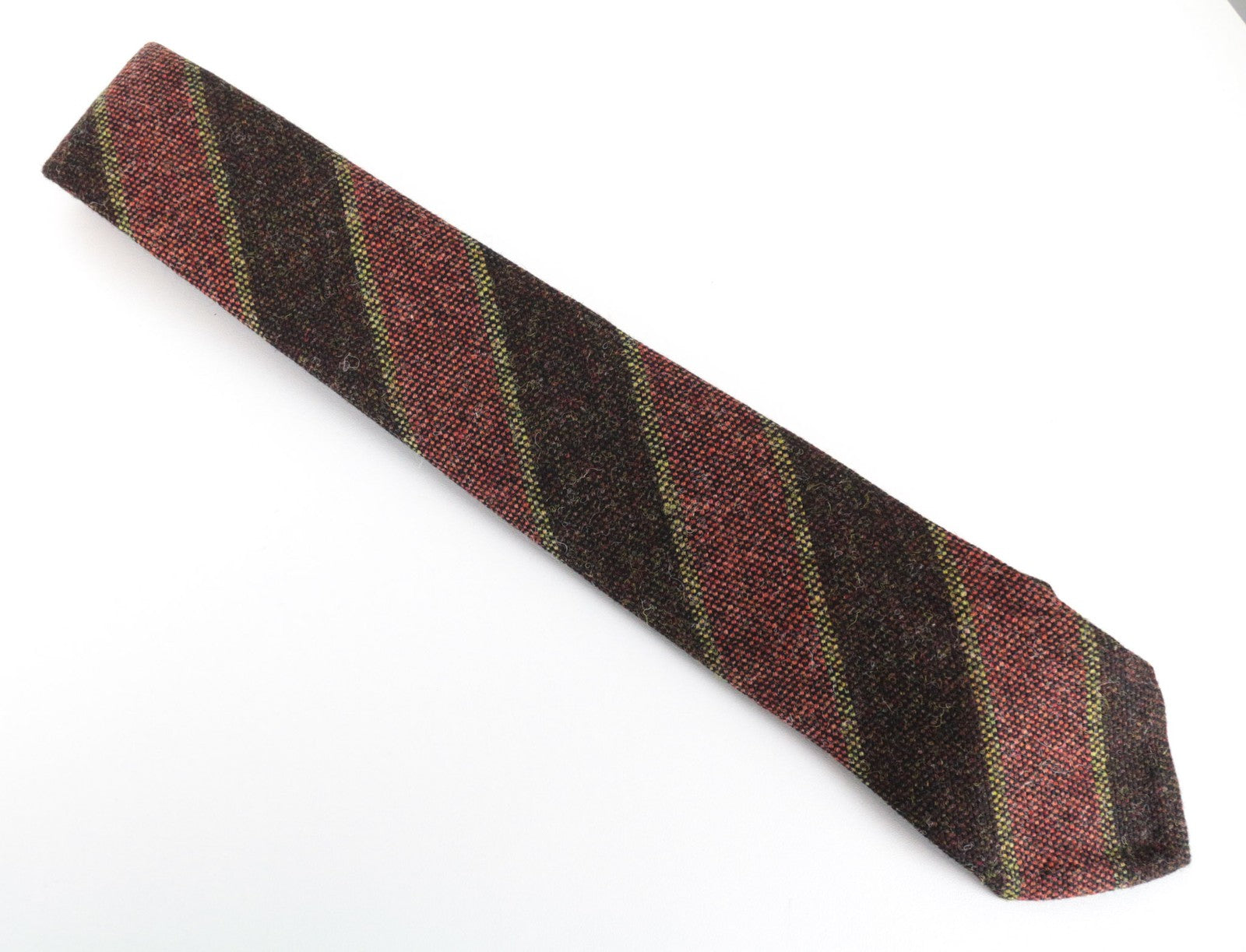 SUITSUPPLY Men Tie ~150 x 8 cm Brown Striped Melange Wool Formal Pointed-End