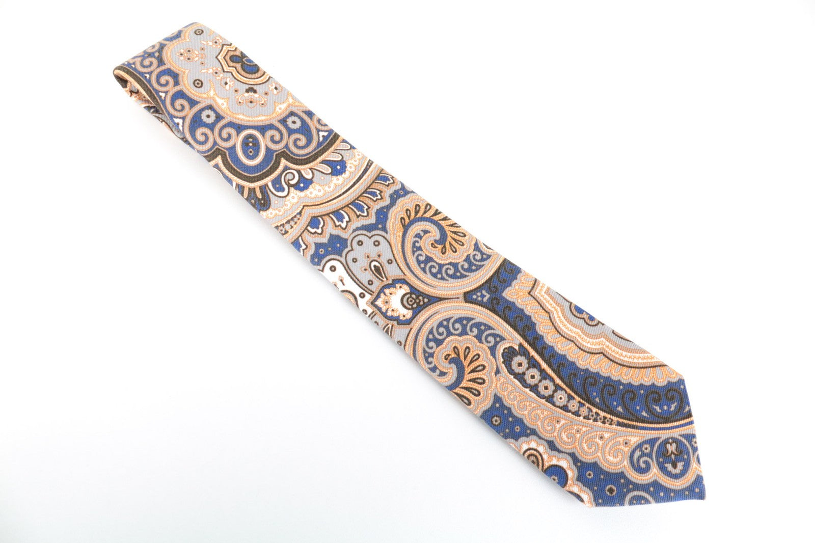 SUITSUPPLY Men Tie ~150 x 8 cm Blue Graphic Cotton Silk Blend Melange Formal