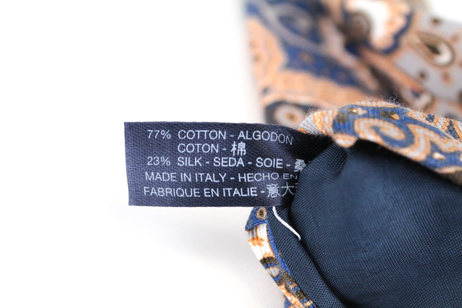 SUITSUPPLY Men Tie ~150 x 8 cm Blue Graphic Cotton Silk Blend Melange Formal
