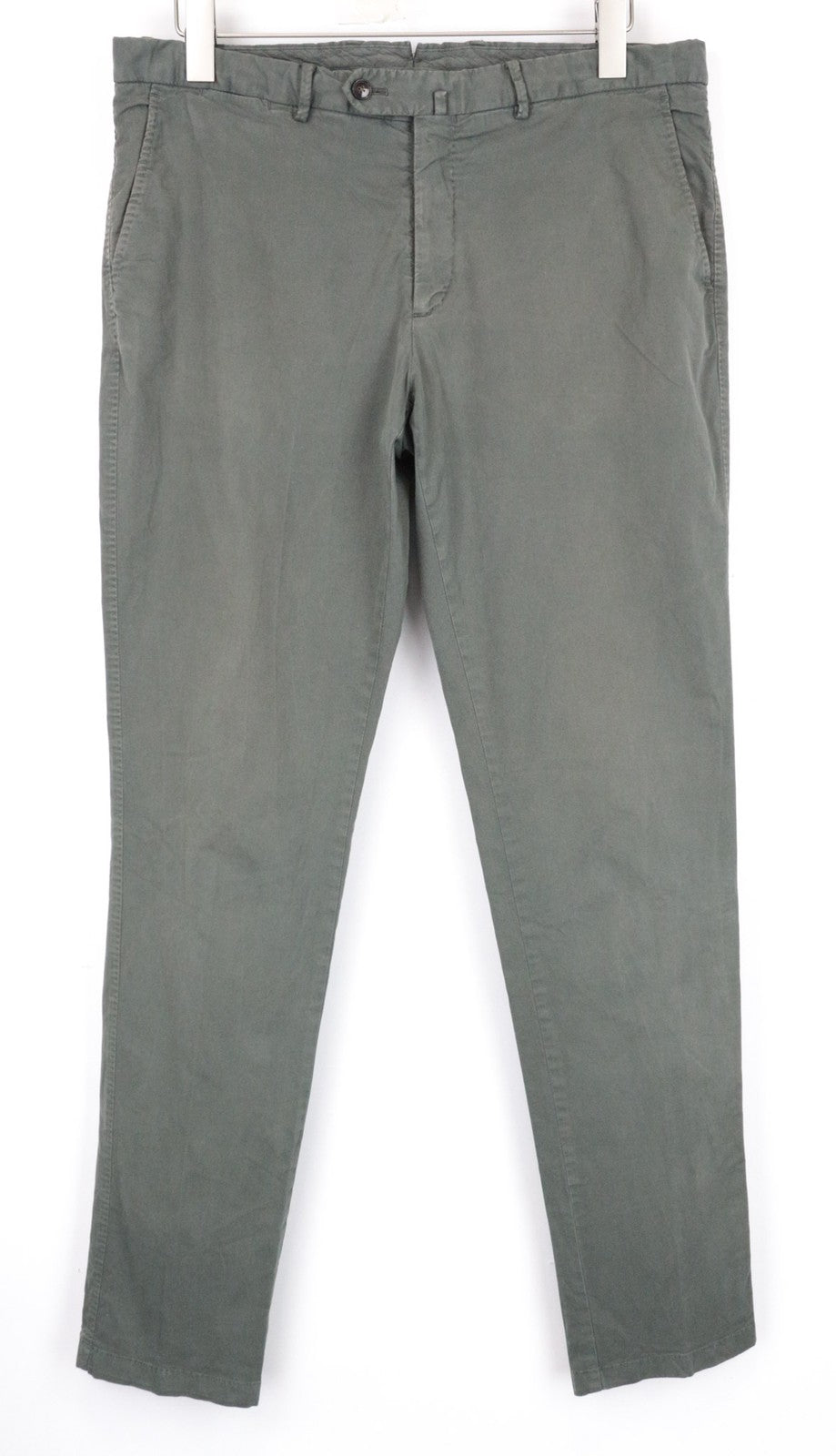 SUITSUPPLY Porto Novo Men Trousers UK36R Green Cotton Stretch Pleated Chino