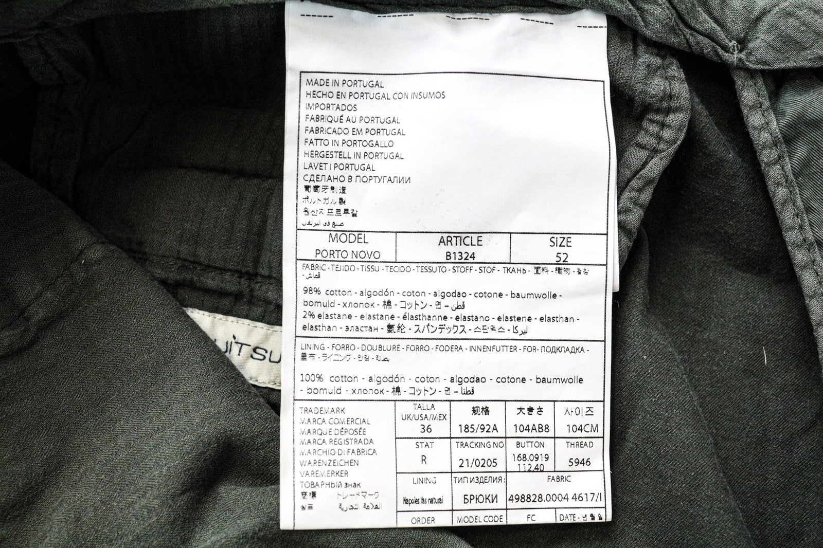 SUITSUPPLY Porto Novo Men Trousers UK36R Green Cotton Stretch Pleated Chino