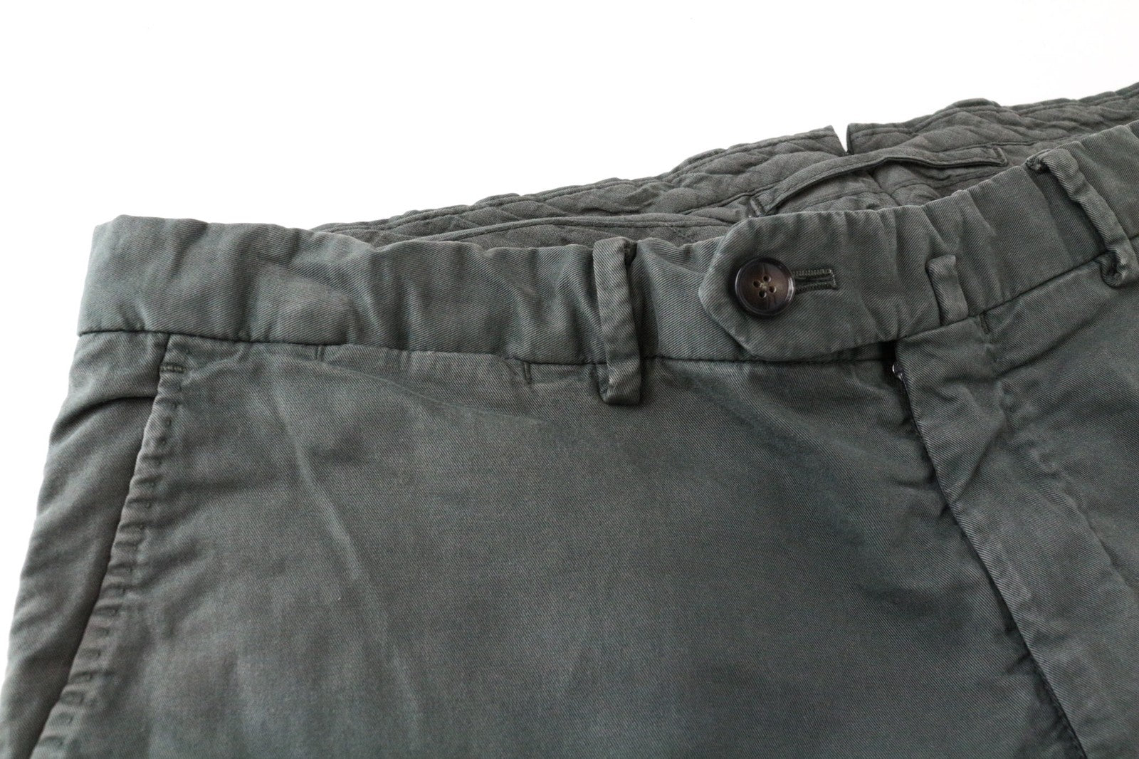 SUITSUPPLY Porto Novo Men Trousers UK36R Green Cotton Stretch Pleated Chino