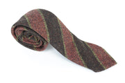 SUITSUPPLY Men Tie ~150 x 8 cm Brown Pure Wool Pointed-End Classic Striped