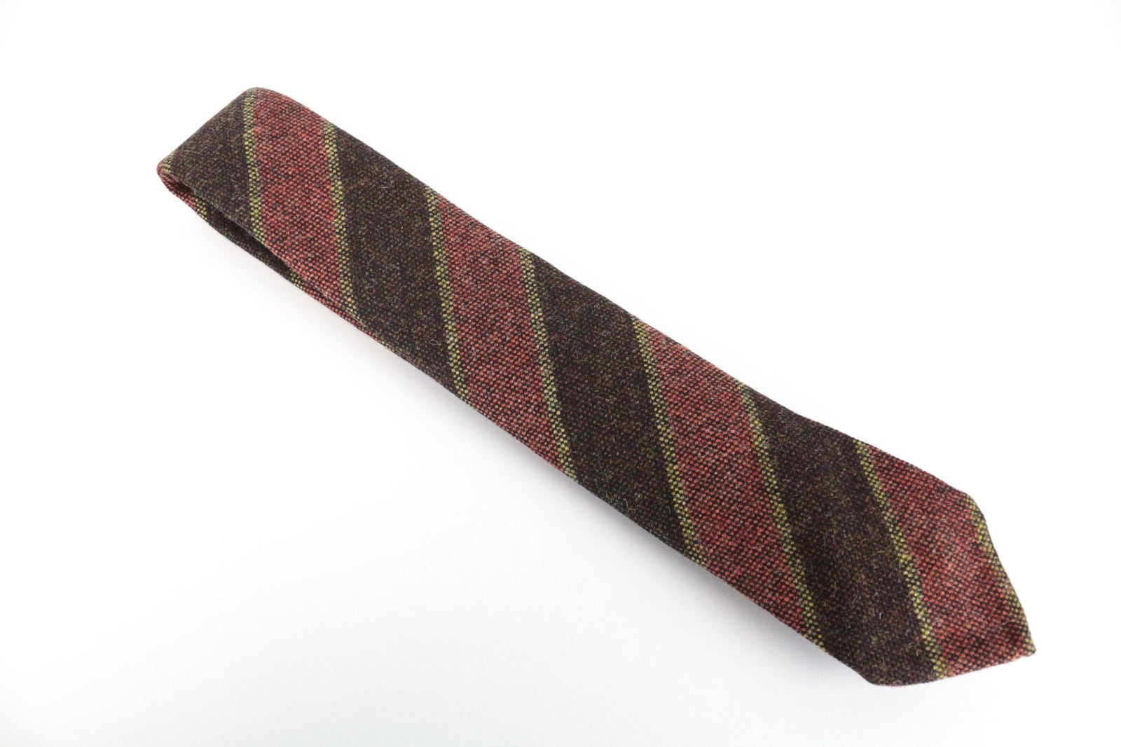 SUITSUPPLY Men Tie ~150 x 8 cm Brown Pure Wool Pointed-End Classic Striped